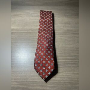 Robert Talbott 100% Silk Floral Burgundy Red Blue Patterned Tie Made in Italy